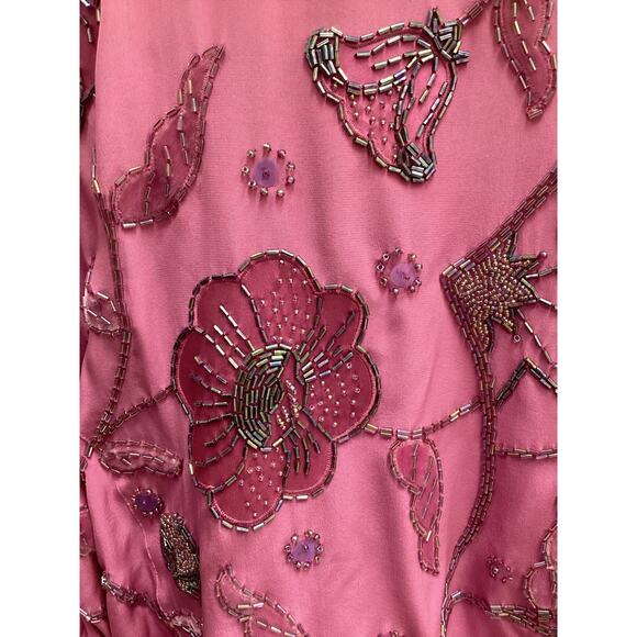 Vintage Signature 2Piece Set Women’s SZ S DeadStock Never Used Silk Beading Pink - Picture 5 of 9